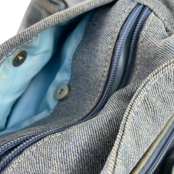 Vintage Cottagecore Mushroomcore Embroidered Denim Hummingbird Floral Handbag BL - Picture 13 of 15